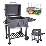 DARDARUGA Barbacoa Carbón y Carbón, Parrilla XXL Made in Italy, con ahumador, bandeja de brasas regulable en altura y cenicero - CAJA AHUMADOR acero inoxidable en REGALO para virutas, patatas fritas, hierbas